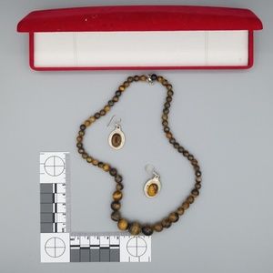 Tiger Eye Stone Jewlery Set With Case NWOT